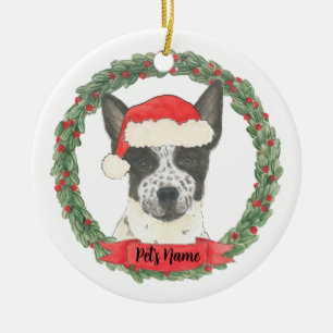 Personalised Black & White Heeler Cattledog Ceramic Ornament