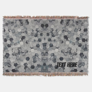 Personalised Black & White Hexagon Gradient Throw Blanket