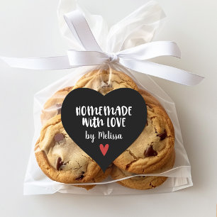 Personalised Black White Homemade With Love Heart Sticker