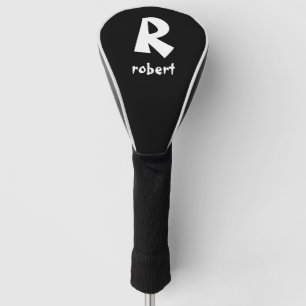 Personalised Black & White Initial Monogam Name Golf Head Cover
