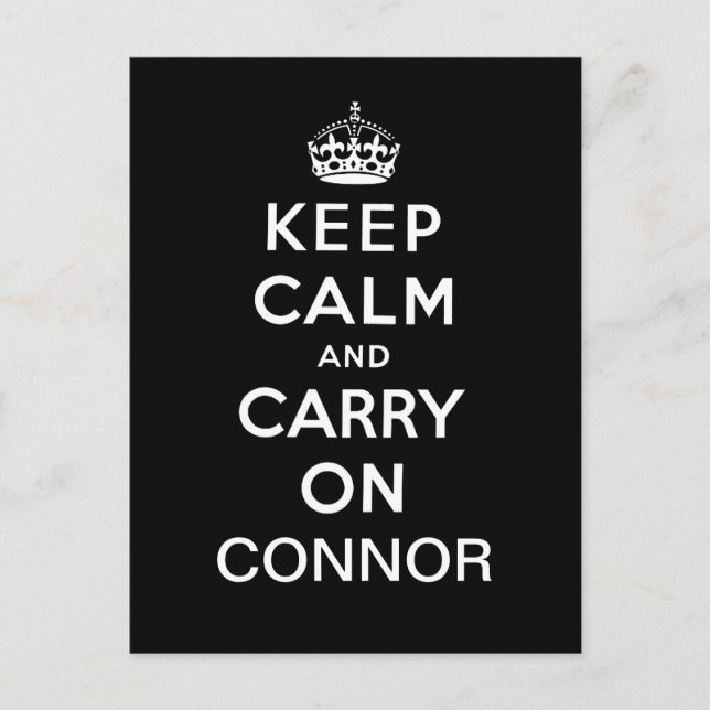 Personalised Black White Keep Calm and Carry On Postcard (Front)