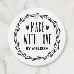 Personalised Black White Made With Love Favour Tags