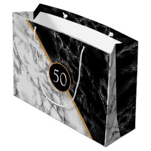 Personalised Black White Marble Birthday Gift Bag
