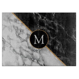 Personalised Black White Marble Cutting Board