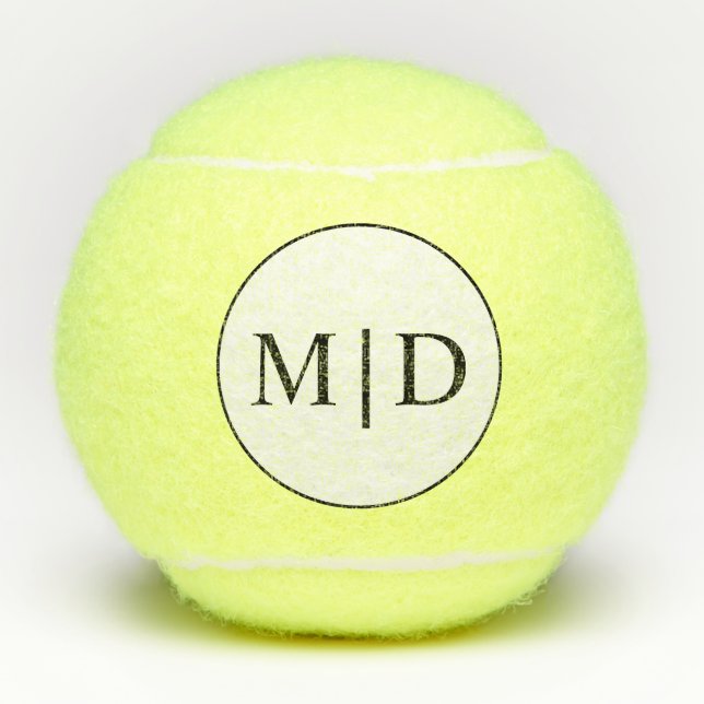 Personalised Black White Monogram Initials Tennis Tennis Balls (Front)
