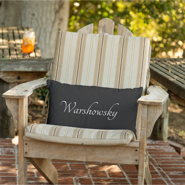 Personalised black white monogram name lumbar cushion (Chair)