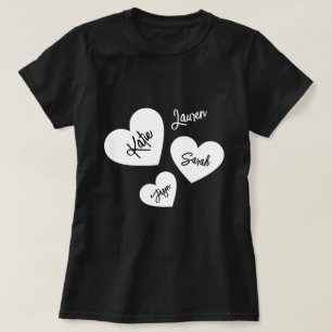 Personalised Black & White Mother's Hearts T-Shirt
