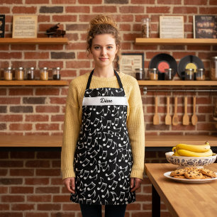Personalised Black & White Music Apron