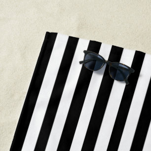 Personalised Black White Music Notes Heart Stripes Beach Towel