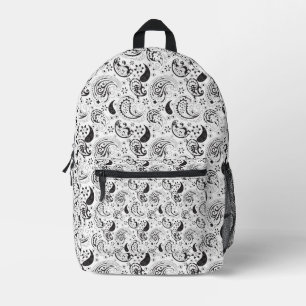 Personalised Black White Paisley Backpack