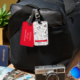 Personalised Black & White Paws & Prints Luggage Tag