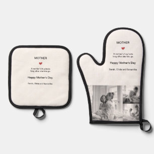 Personalised Black & White Photo Collage -  Oven Mitt & Pot Holder Set