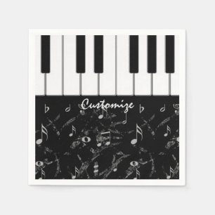 Personalised Black & White Piano Music Napkins 2