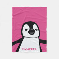 Personalised Black White Pink Cute Penguin