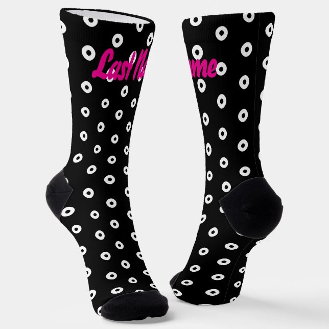 Personalised Black/White Polka Dot Pattern Socks (Angled)
