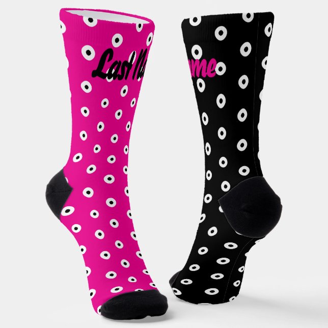 Personalised Black/White Polka Dot Pattern Socks (Angled)