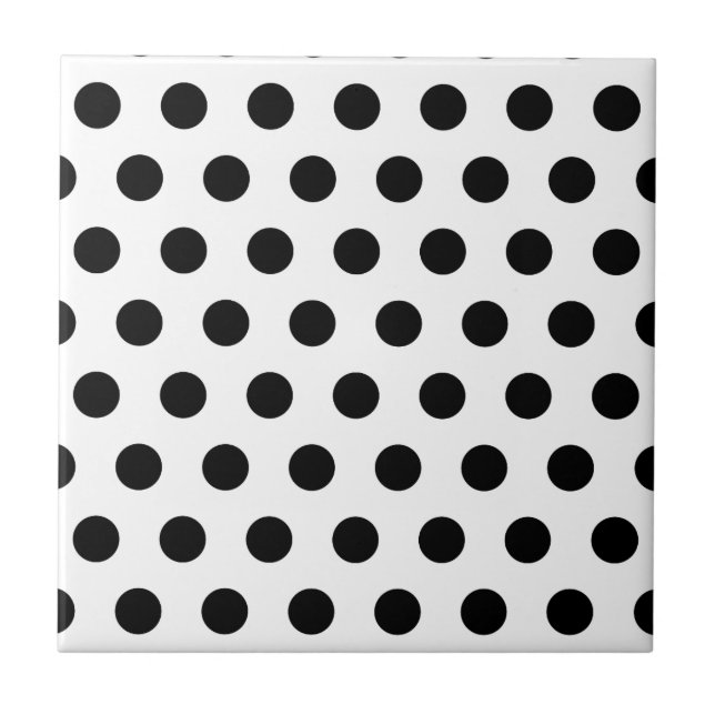 Personalised Black & White Polka Dots Ceramic Tile (Front)