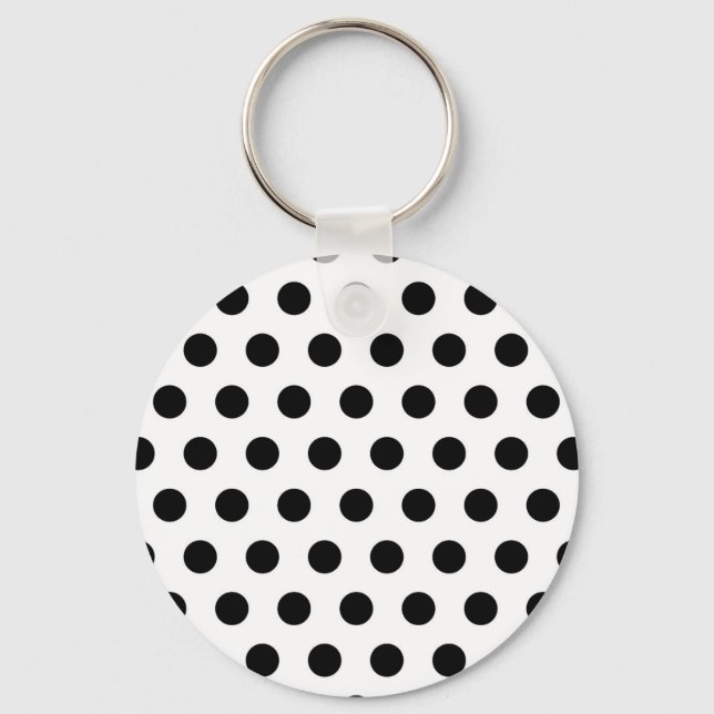 Personalised Black & White Polka Dots Key Ring (Front)