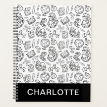 Personalised Black & White School Handdrawn Doodle