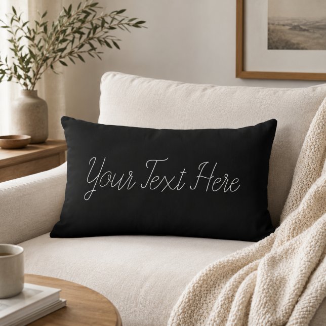 Personalised Black White Script Custom Text Lumbar Cushion (Creator Uploaded)