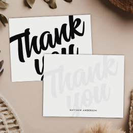 Personalised Black & White Script Thank You Cards