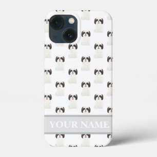 Personalised Black & White Shih Tzu Dog iPhone 13 Mini Case