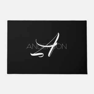Personalised black white simple modern   doormat