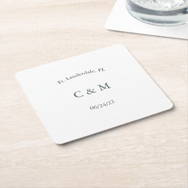 Personalised Black & White Square Paper Coaster (Angled)