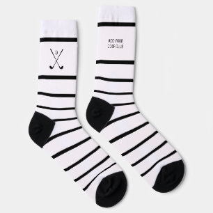 Personalised Black White Stripe Golf Club Golfer Socks