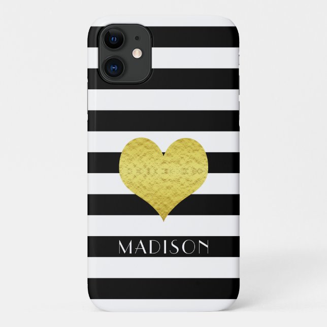 Personalised Black White Stripe Pattern Case-Mate iPhone Case (Back)
