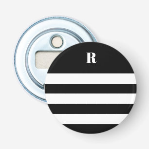 Personalised Black & White Striped Bottle Opener