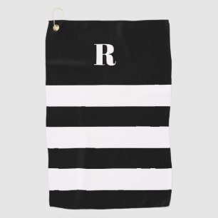 Personalised Black & White Striped   Golf Towel