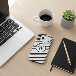 Personalised Black & White Striped Modern Monogram