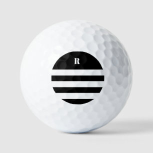 Personalised Black & White Striped  Tote Bag Golf Balls