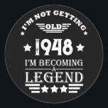 Personalised black white vintage 75th birthday  classic round sticker<br><div class="desc">Add some originality to your wardrobe with this vintage birthday graphic design featuring awesome typography font lettering. It's a great gift idea for men,  women,  husbands,  wives,  grandma,  and grandpa who will love this one-of-a-kind artwork. Perfect for a fun holiday present at your birthday party.</div>