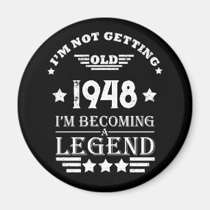 Personalised black white vintage 75th birthday  magnet