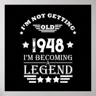 Personalised black white vintage 75th birthday poster