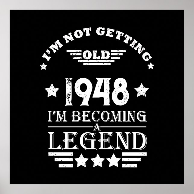 Personalised black white vintage 75th birthday  poster (Front)