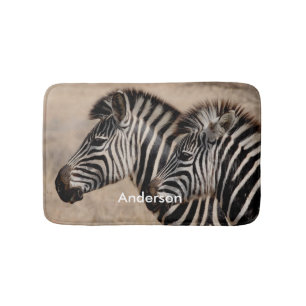 Personalised Black & White Zebra Animal Bath Mat