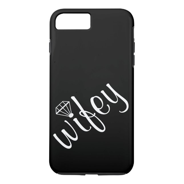 Personalised Black Wifey Script & Diamond Case-Mate iPhone Case (Back)