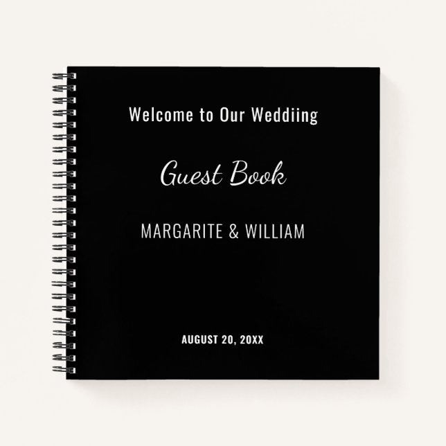 Personalised Black with White Guest Book (Front)