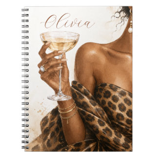 Personalised Black Woman Fashion Noteboo Notebook