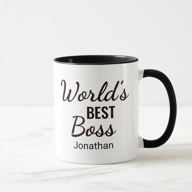 Personalised Black  World's Best Boss Mug (Right)