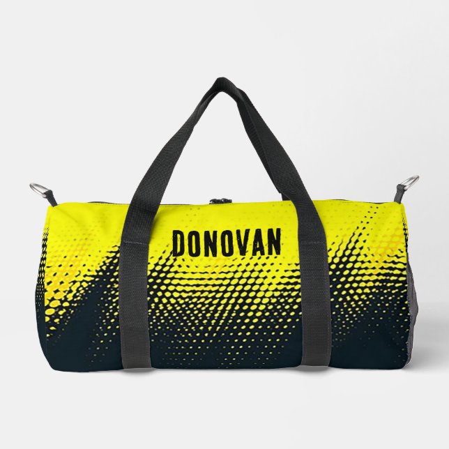 Personalised Black & Yellow Duffle Bag (Front)