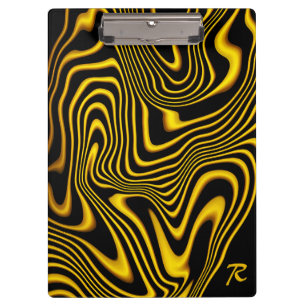 Personalised Black Yellow Gold Swirls Texture Clipboard