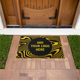 Personalised Black Yellow Gold Swirls Texture Doormat