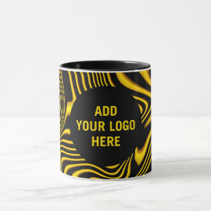 Personalised Black Yellow Gold Swirls Texture Mug