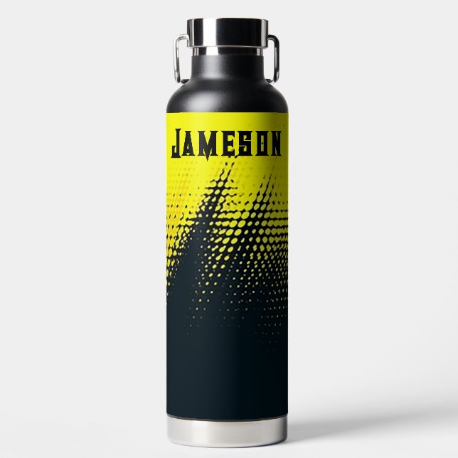 Personalised Black & Yellow Water Bottle (Front)