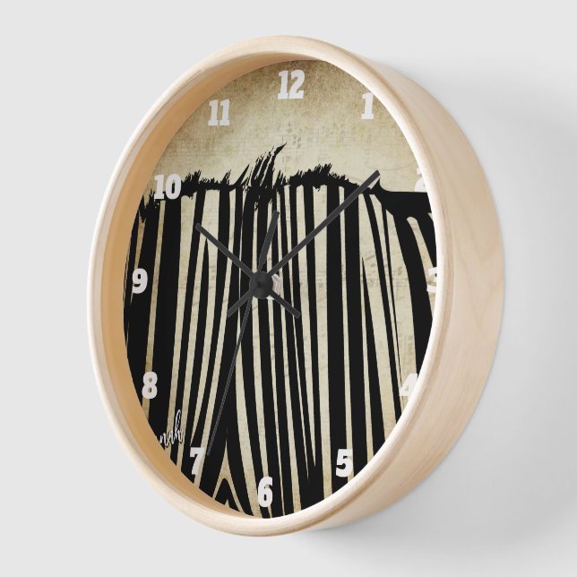 Personalised Black Zebra Wall Clock (Angle)