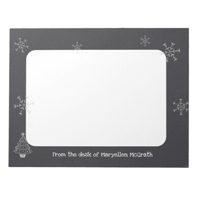 Personalised Blackboard Snowflake Design Notepad (Front)